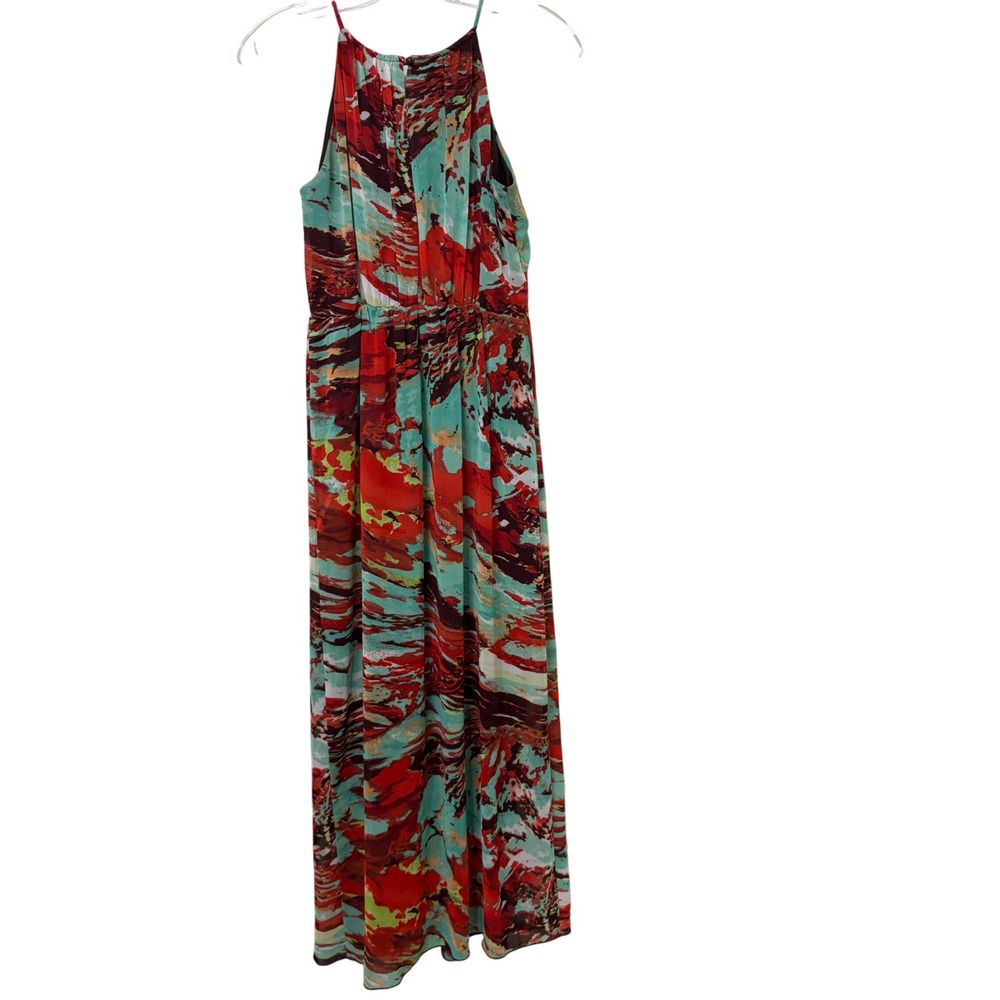 Valerie Bertinelli Abstract Print Halter Maxi Dress Multicolor Size 4 7977-34632